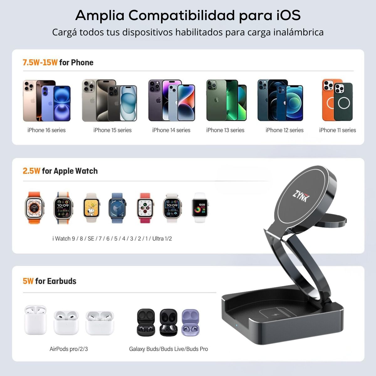 Cargador Inalambrico 3 en 1 - ZYNK One